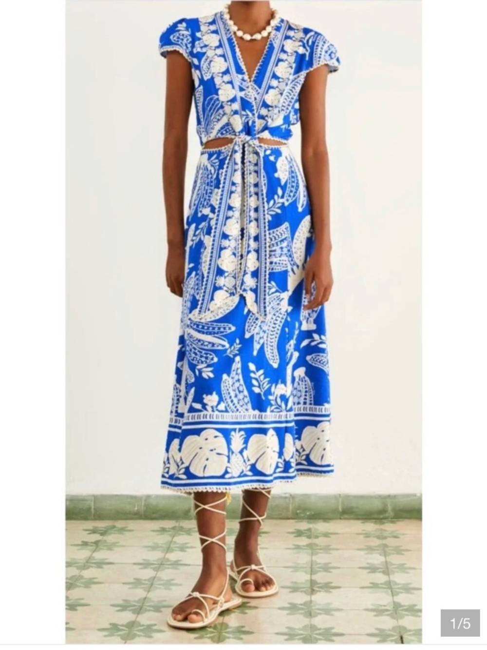 Farm Rio blue lace banana midi dress